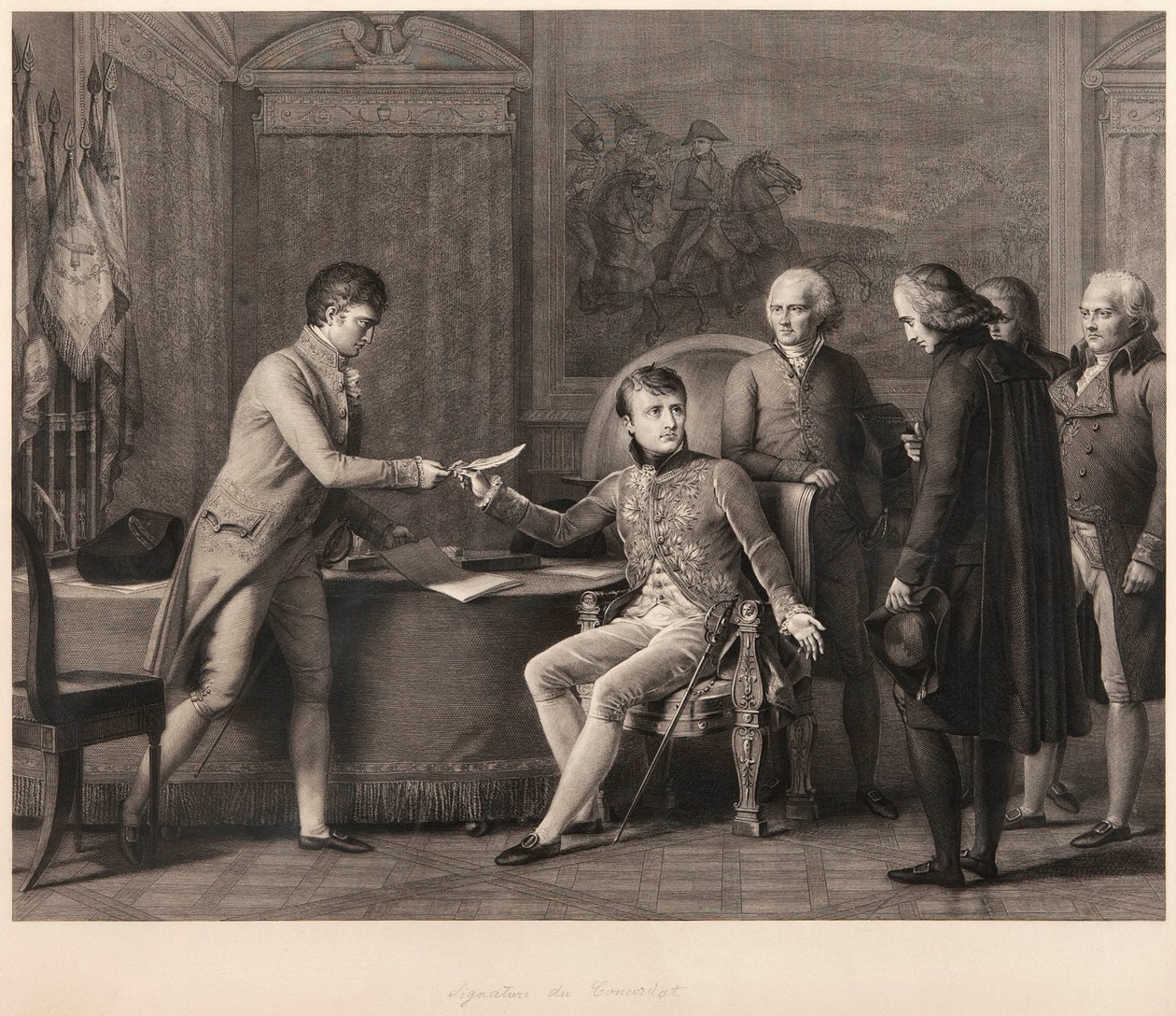 Underskrivelsen af konkordatet mellem Frankrig og Den Hellige Stol den 15. juli 1801 af Francois Pascal Simon Gerard