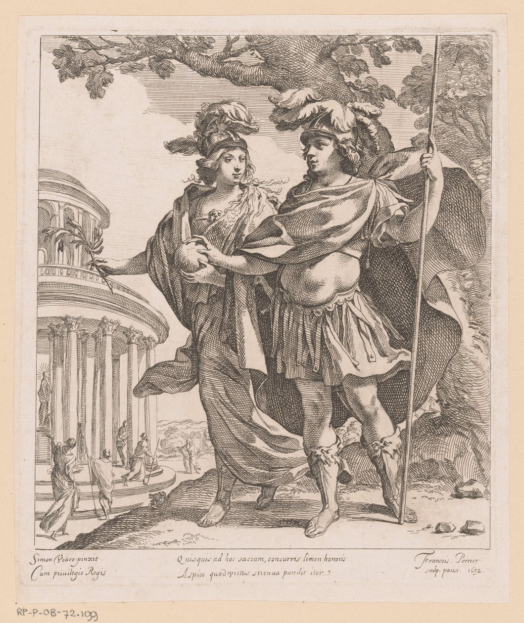 Minerva viser Ludvig XIII herlighedens tempel Quisquis ad hoc sacium (...) (titel på objekt) af Francois Perrier