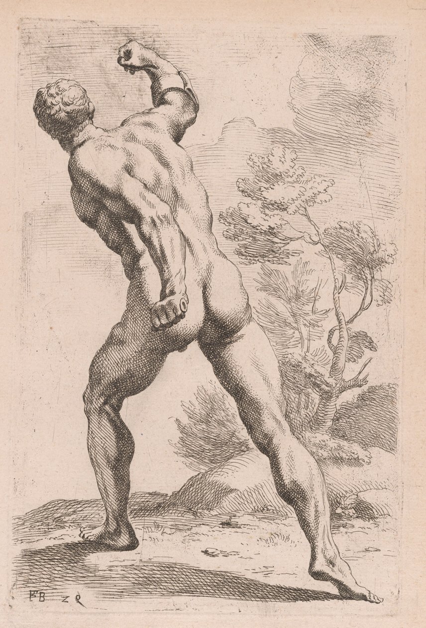 Borghese Gladiator, set bagfra [plade 29] af Francois Perrier