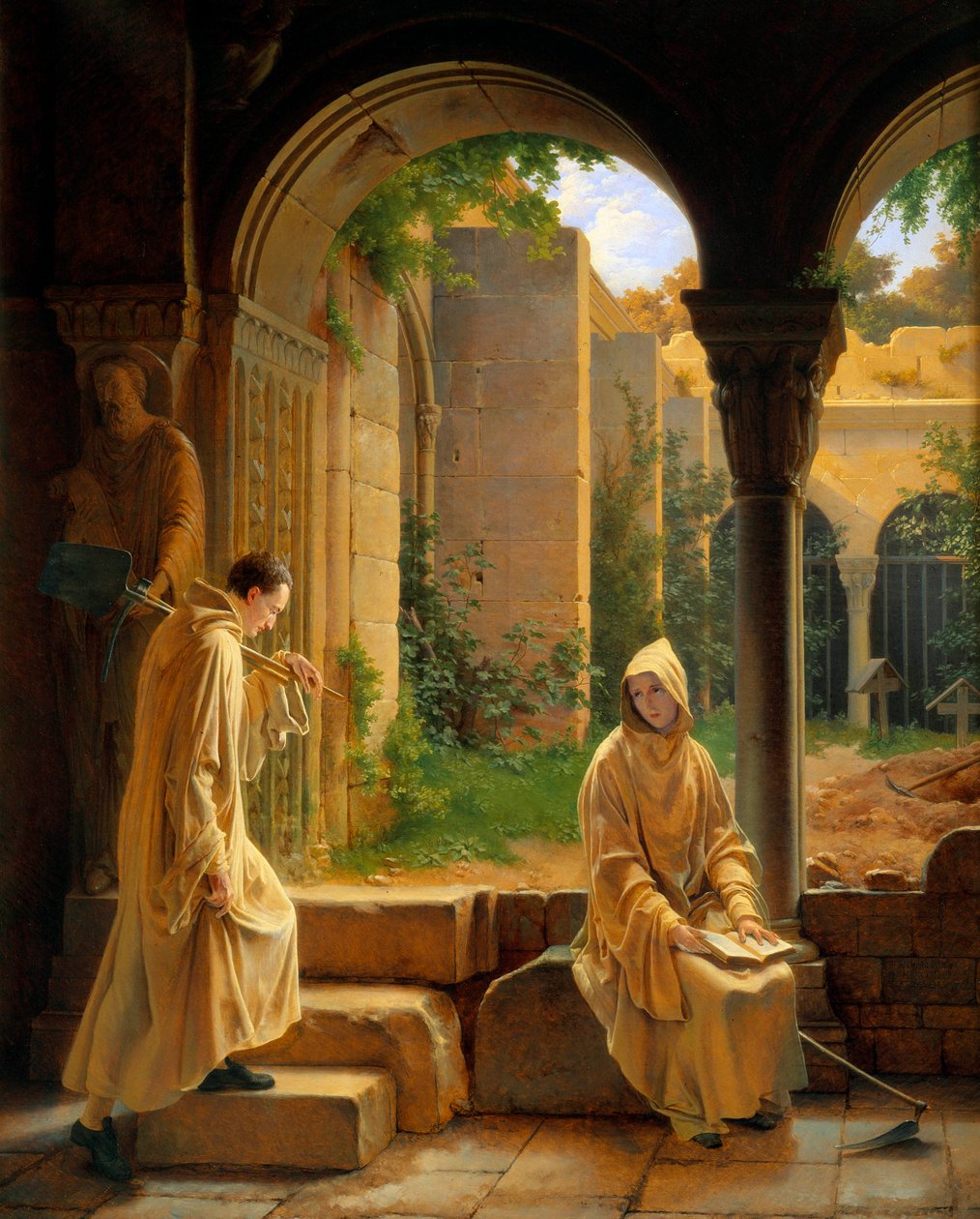 Munke i et kloster. Maleri af Francois Richard Fleury (1777-1852) af Francois Richard Fleury