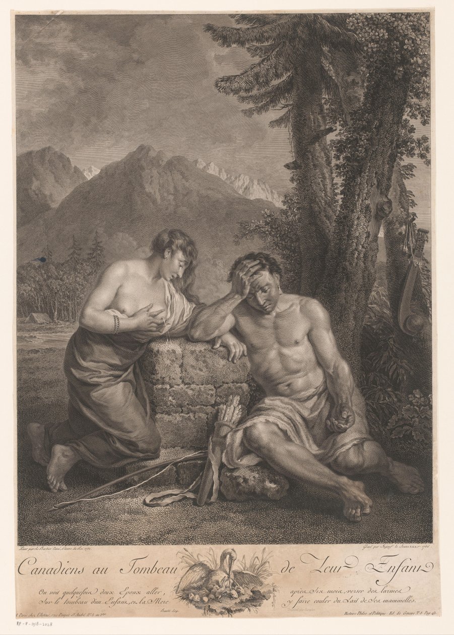 Canadisk par ved deres barns grav Canadiens au Tombeau de Leur Enfant (titel på objekt) af Francois Robert Ingouf