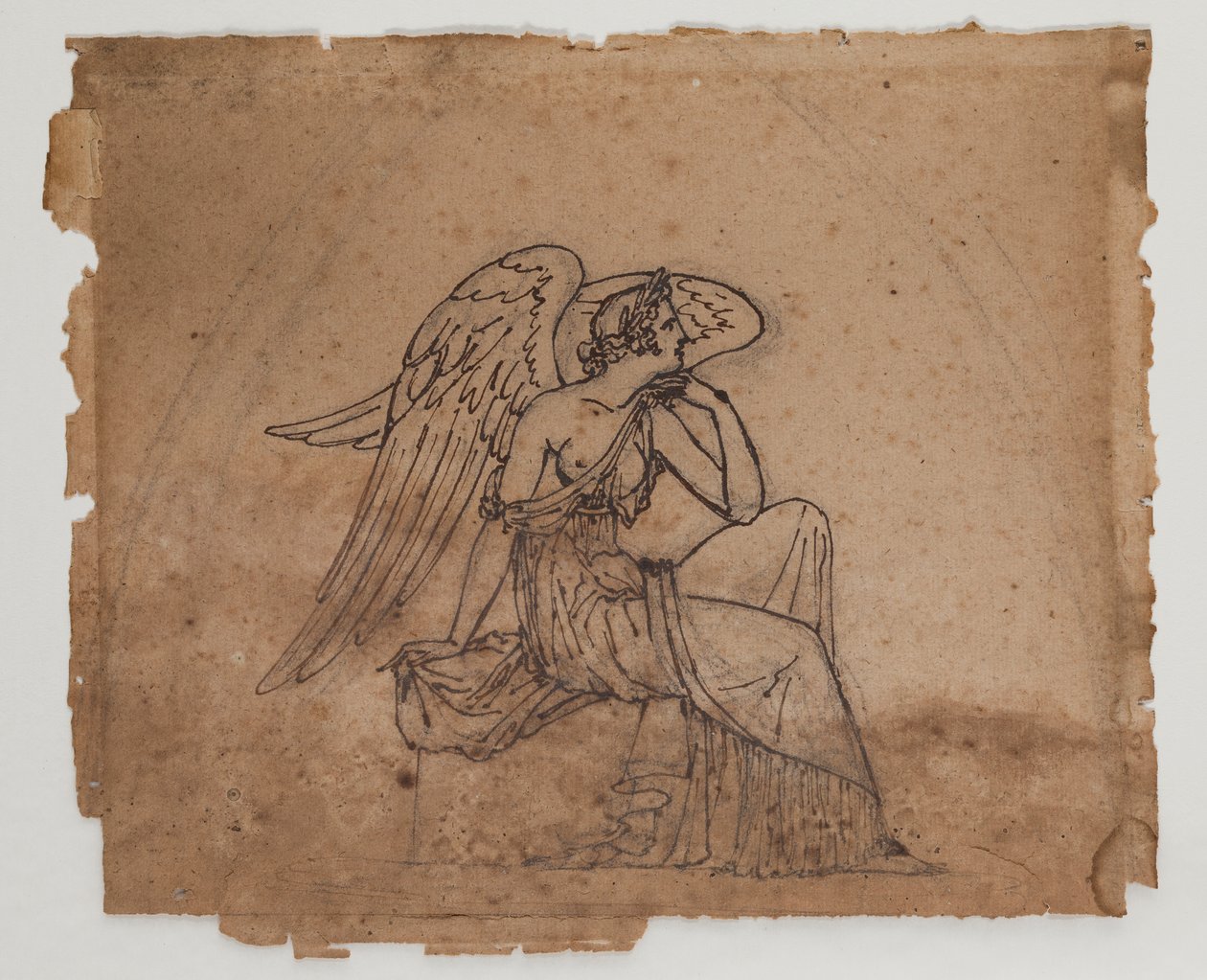 Allegorisk figur, ca. 1825 (blæk og kridt på papir) af Francois Rude