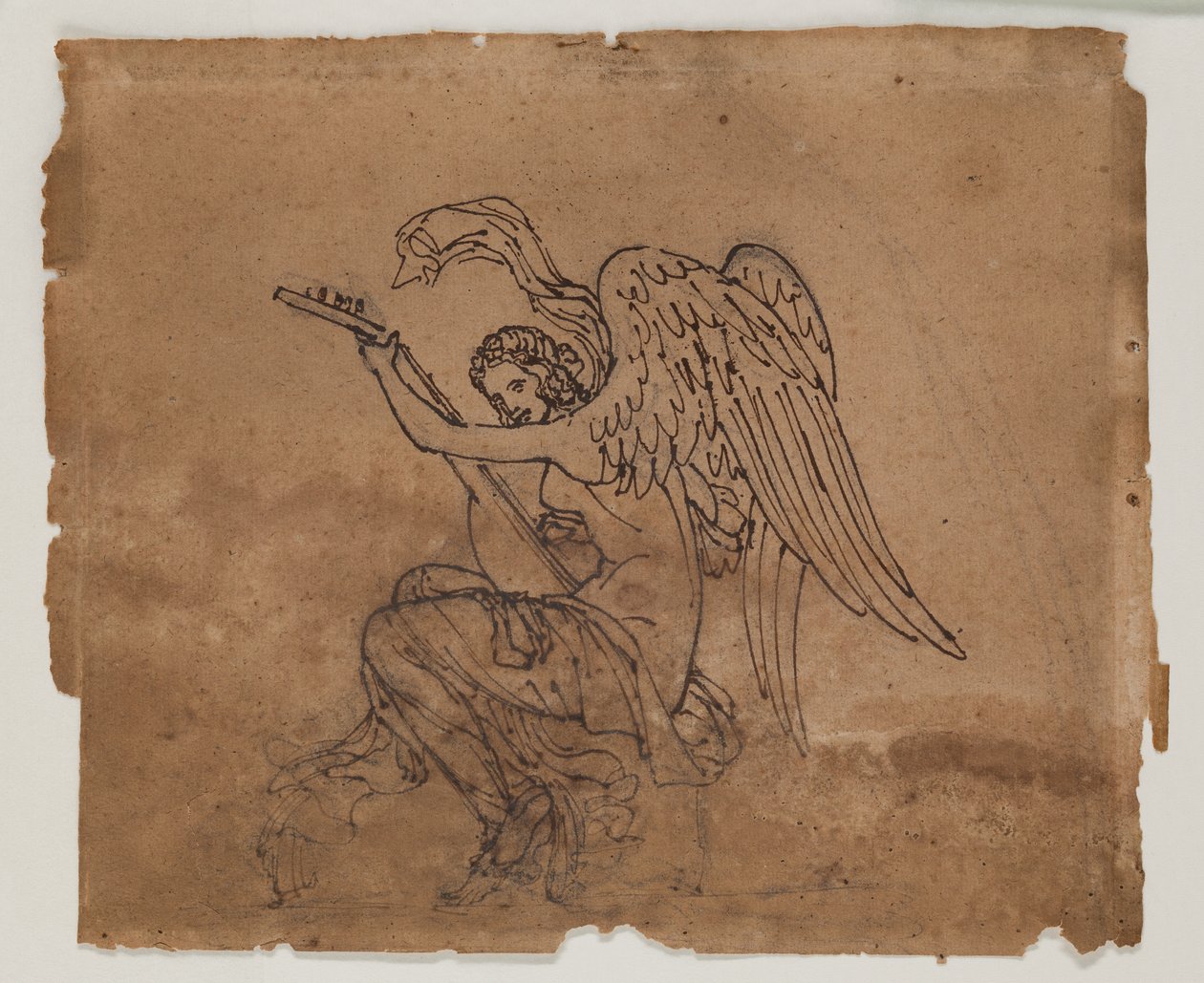 Allegorisk figur med lut, ca. 1825 (blæk og kridt på papir) af Francois Rude