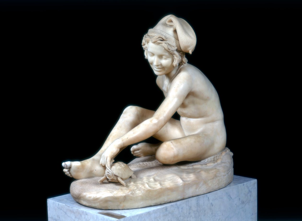 Napolitansk fisker leger med en skildpadde, 1833 af Francois Rude