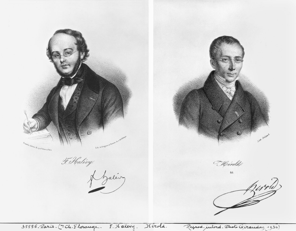 Jacques Fromental Halevy (1799-1862) og Ferdinand Herold (1791-1833) af Francois Seraphin Delpech