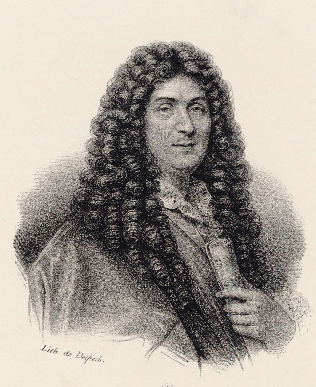 Portræt af komponisten Jean-Baptiste Lully 1632-1687. af Francois Seraphin Delpech