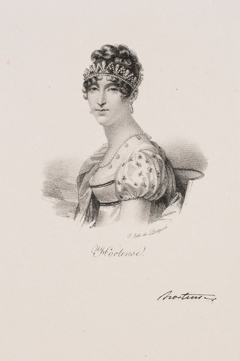 Portræt af dronning Hortense Eugénie Cécile de Beauharnais af Francois Seraphin Delpech