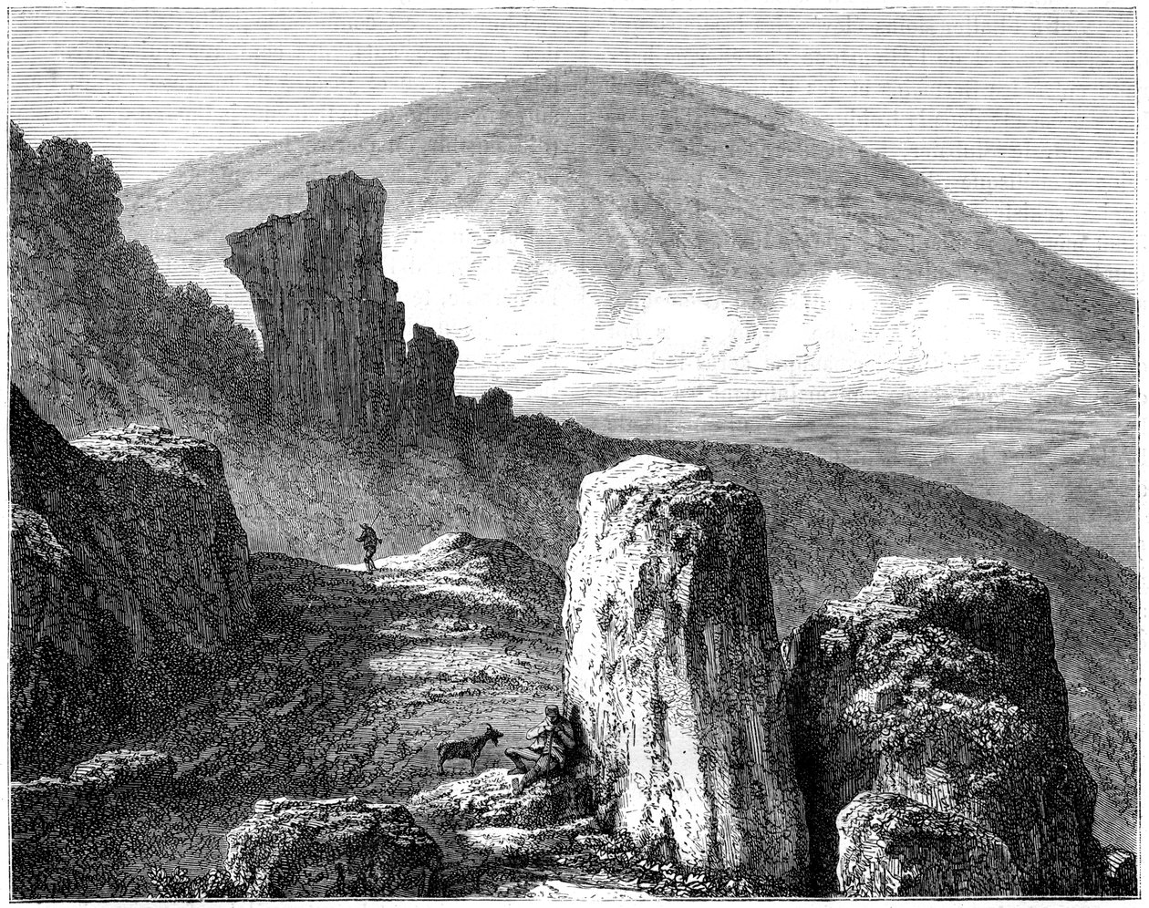 Brocken, eller Blocksberg, Harzen, Tyskland, 1800-tallet af Francois Stroobant