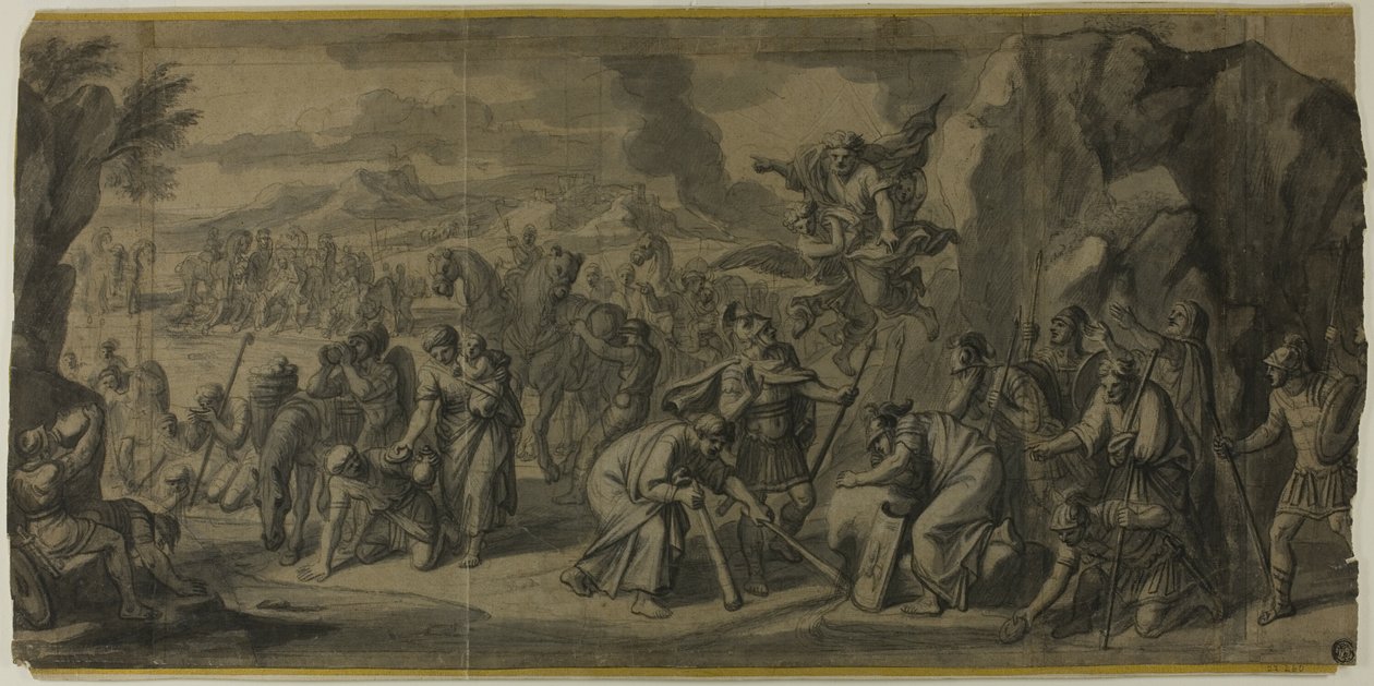 Moses slår på klippen af Francois Verdier