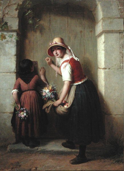 The Flower Sellers (olie på lærred) af Francois Verheyden