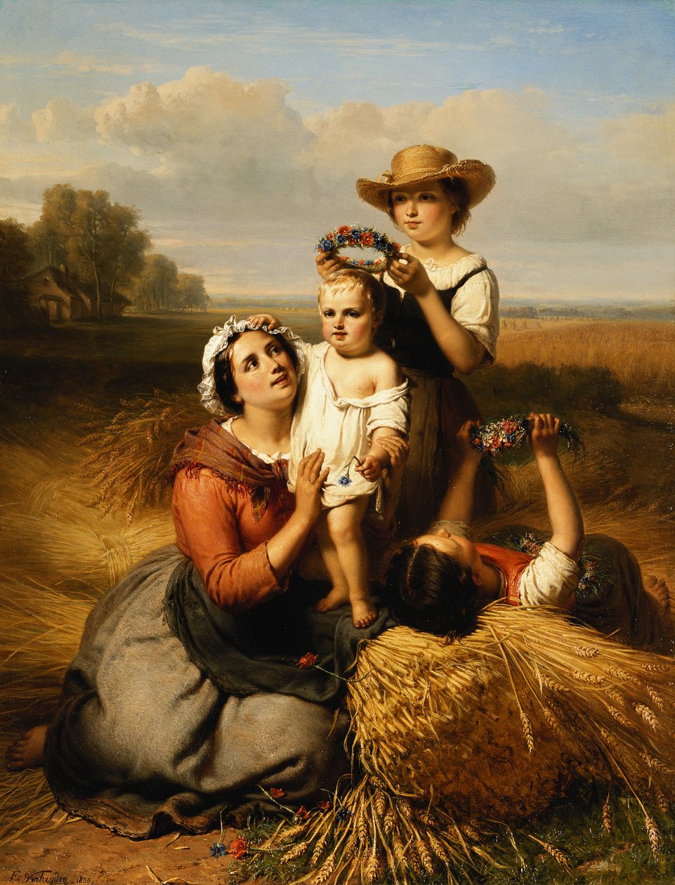 Høstmandens familie, 1855 af Francois Verheyden