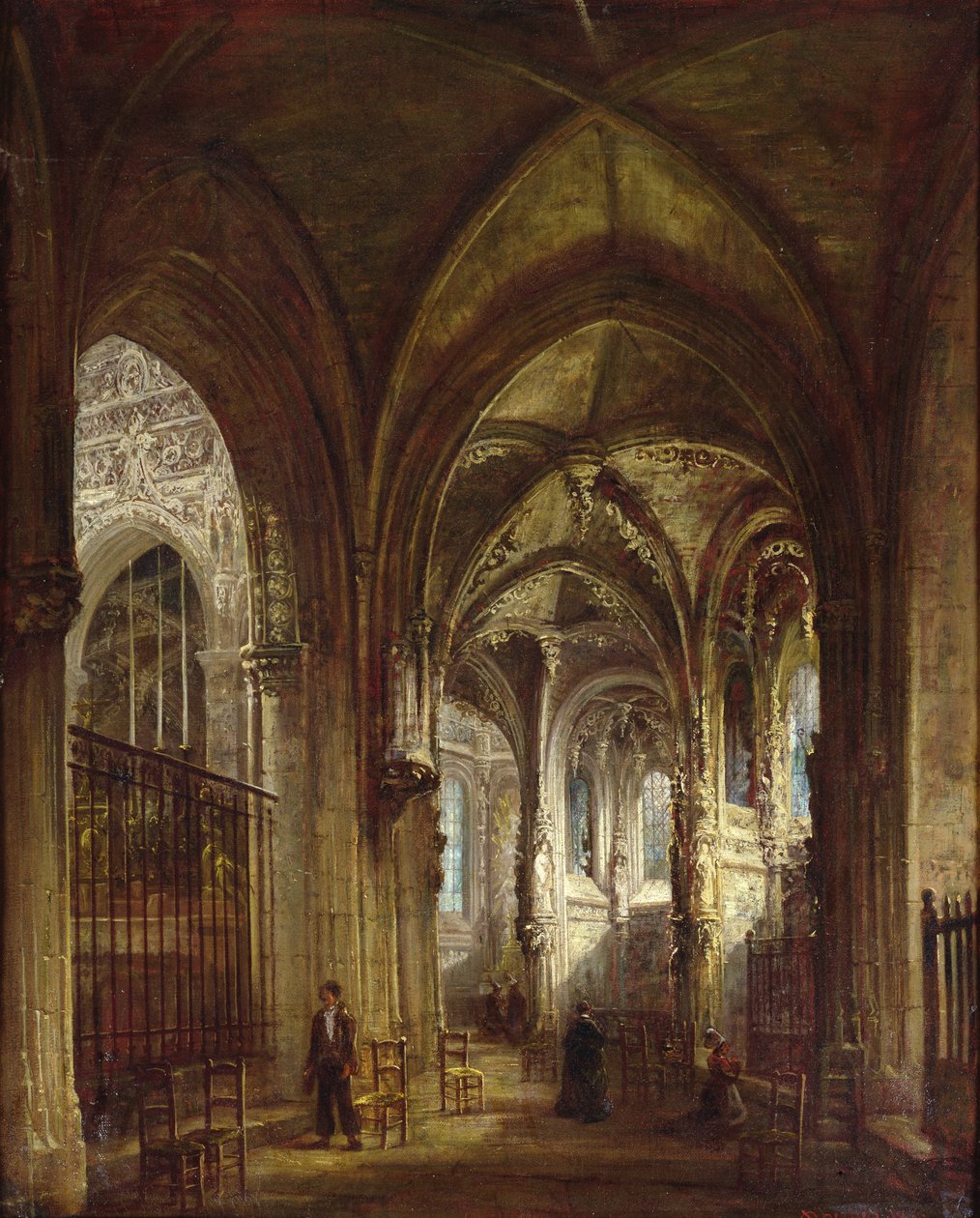 Interiør af kirken St. Pierre, Caen, 1861 af Francois d