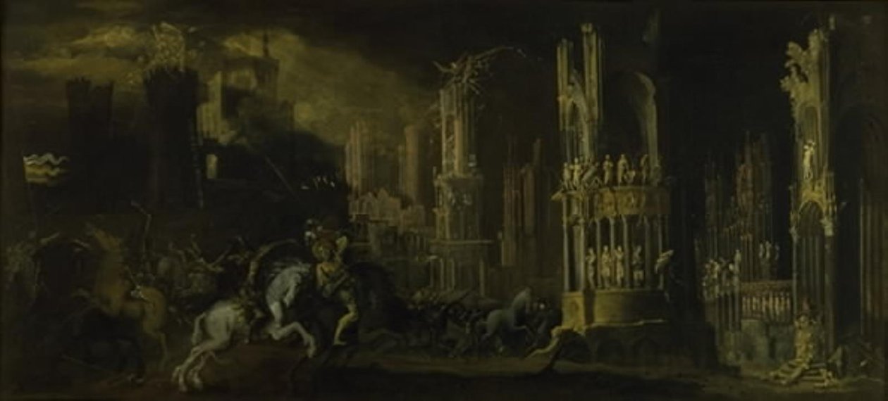 Arkitektonisk fantasi med Saulus omvendelse (Sankt Paulus) af Francois de Nome