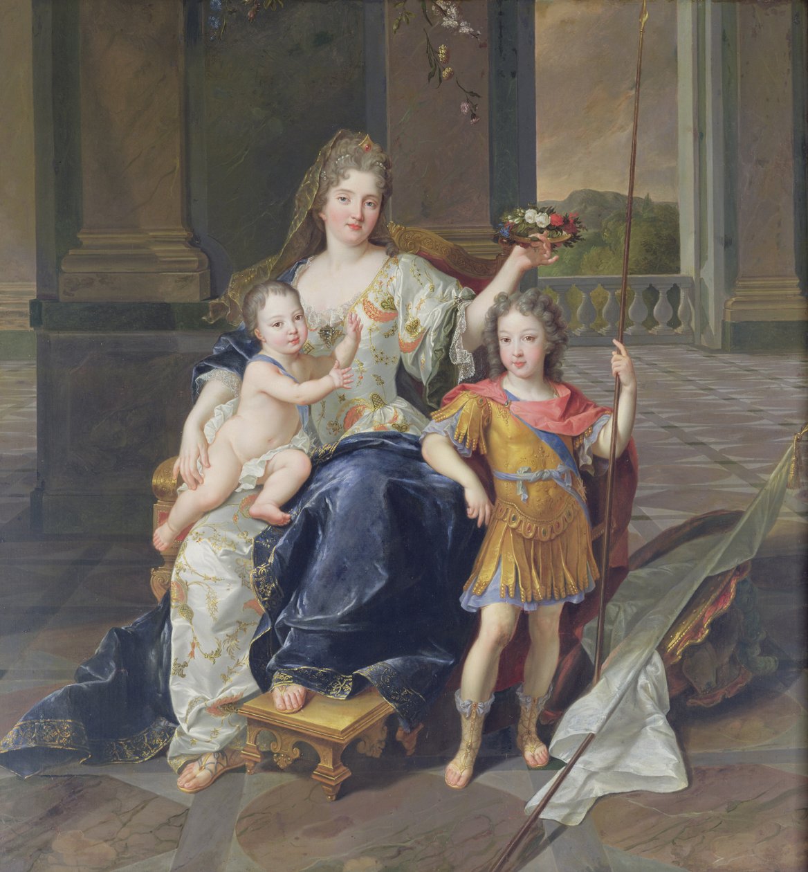 Hertuginde de la Ferte med hertugen af Bretagne og hertugen af Anjou (Louis XV) c.1712 (olie på lærred) af Francois de Troy