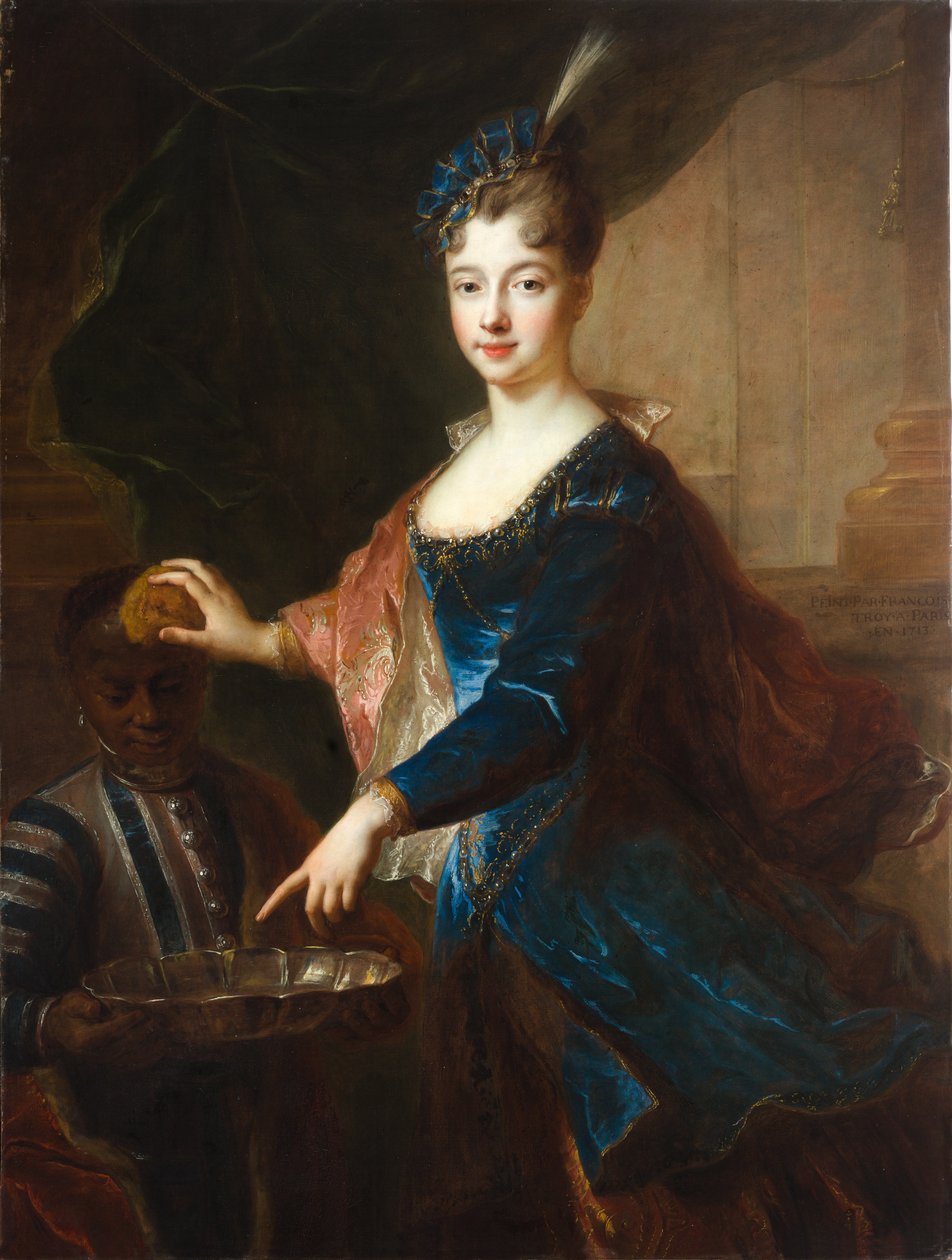 Dame med mørkhåret page af Francois de Troy