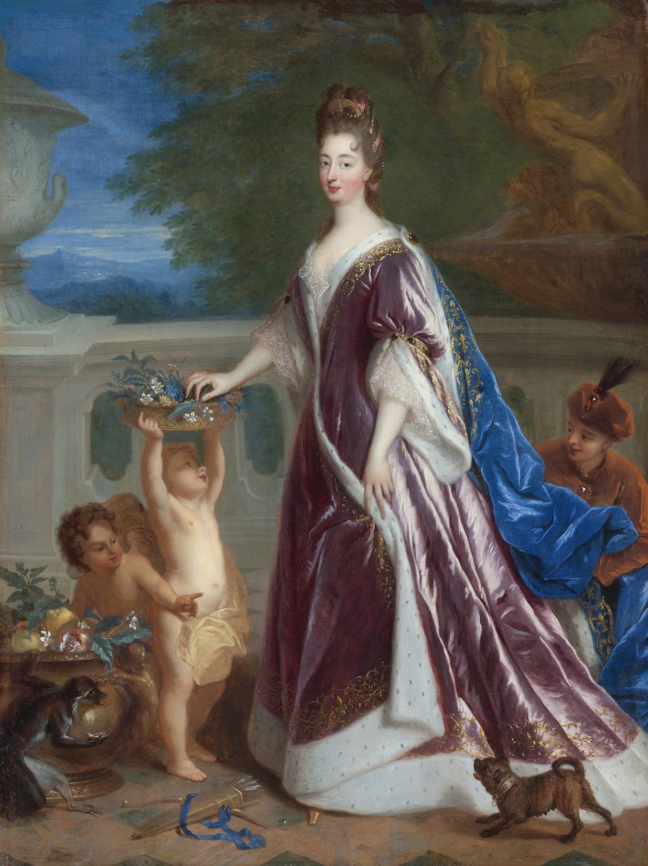 ""Portræt af Elisabeth-Charlotte (Elisabeth Charlotte) af Bayern eller Pfalz (1652-1722)"" (Elizabeth Charlotte, Prinsesse Pfalz) Maleri af Francois de Troy (1645-1730) Privatsamling fra det 17. århundrede af Francois de Troy