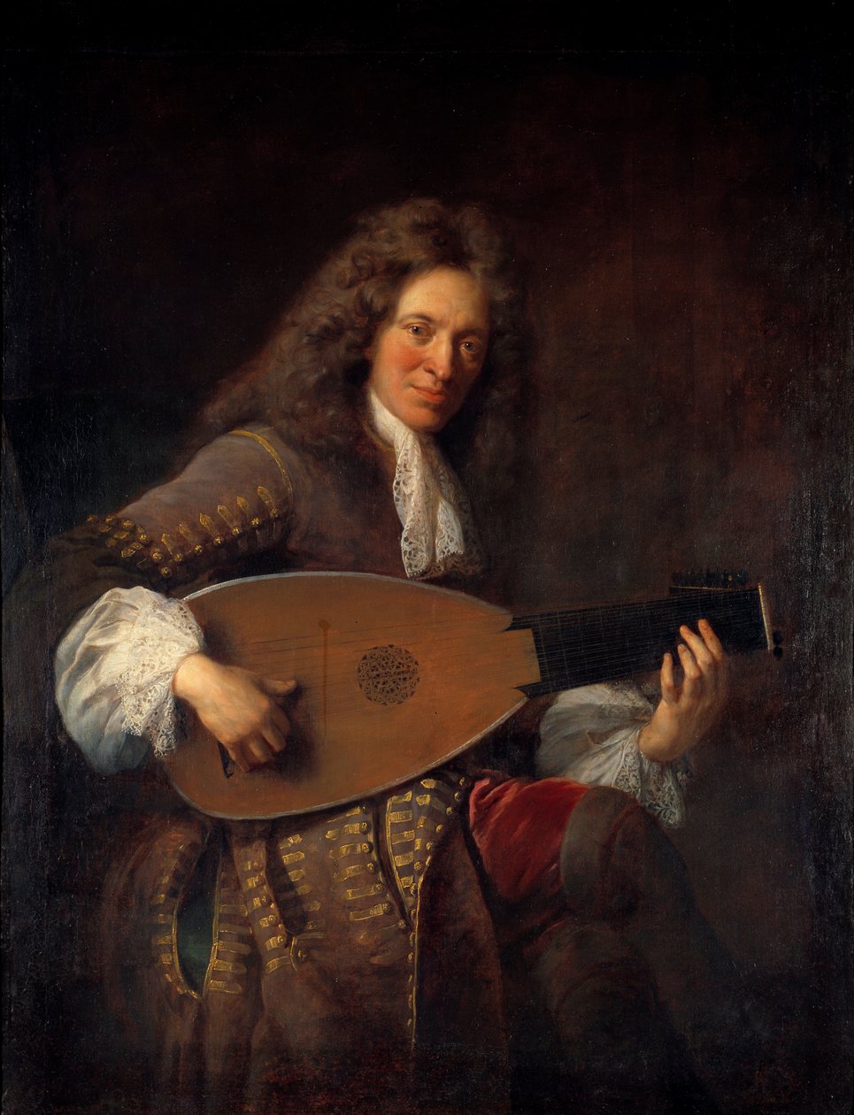 Portræt af Charles Mouton (1626-1710) luthistisk Maleri af Francois de Troy (1645-1730) 1690 Søn. 1,38x1,06 m af Francois de Troy