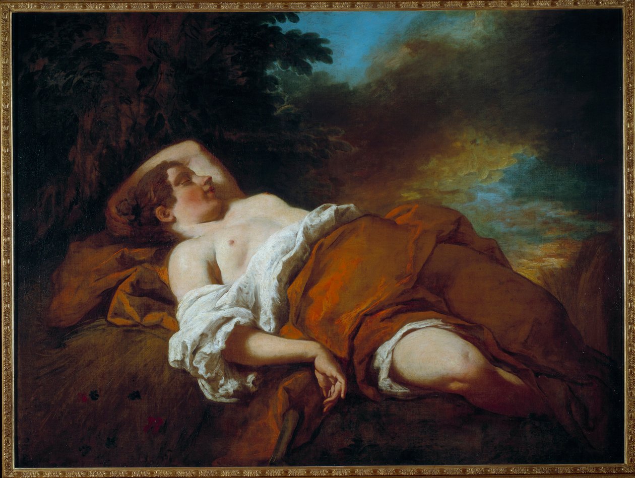 Den sovende mejetærsker. Maleri af Francois De Troy (1645-1730) af Francois de Troy