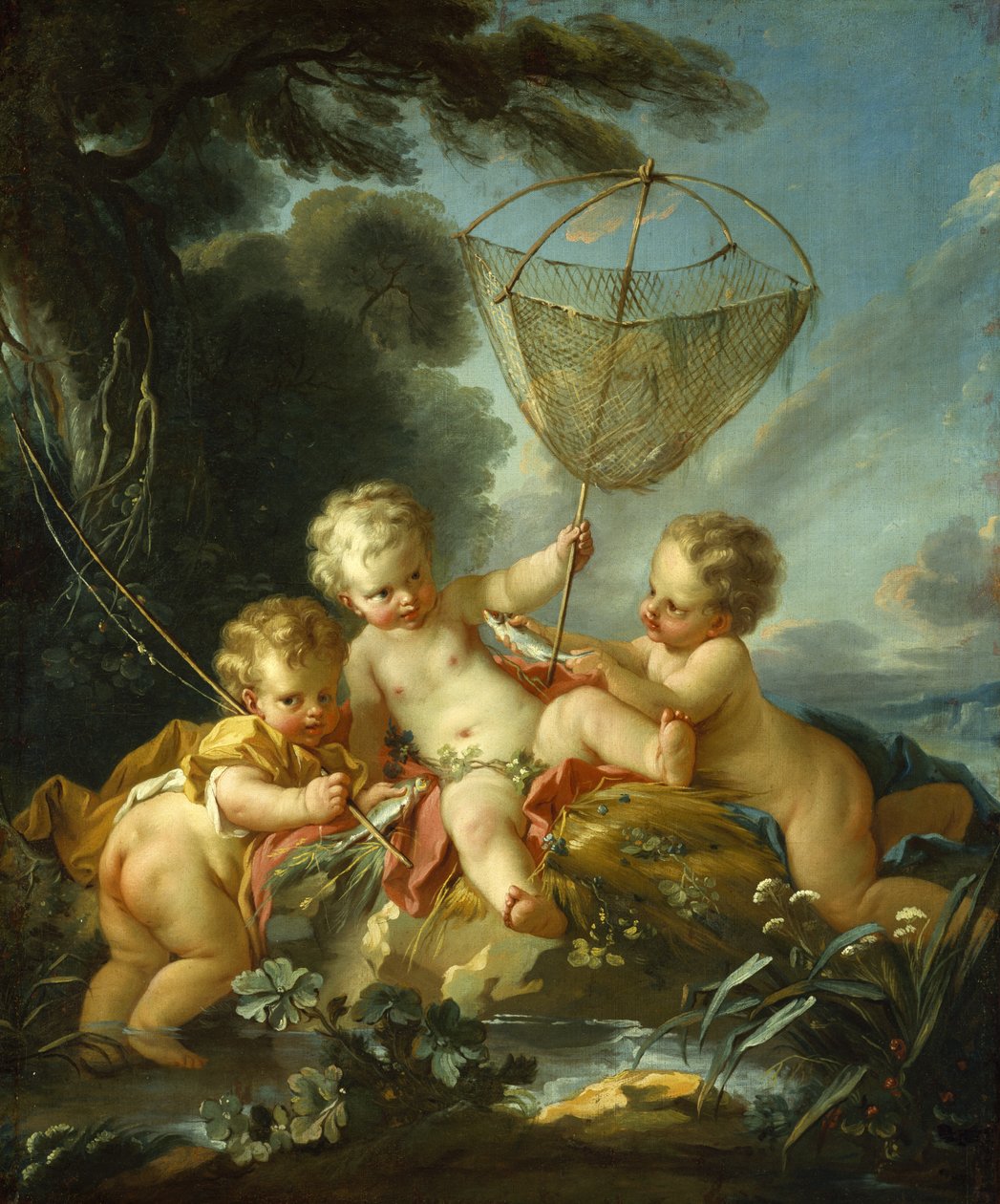 Putti som fisker, c.1744 af François Boucher
