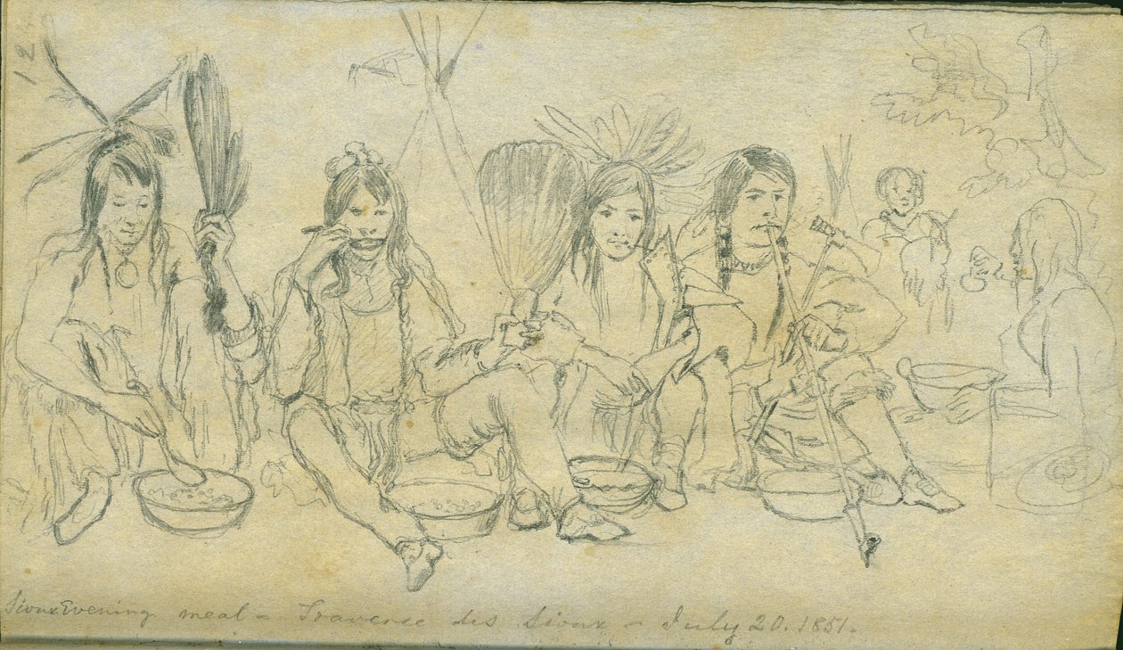 Sioux aftenmåltid, Traverse des Sioux, 20. juli 1851 af Frank Blackwell Mayer