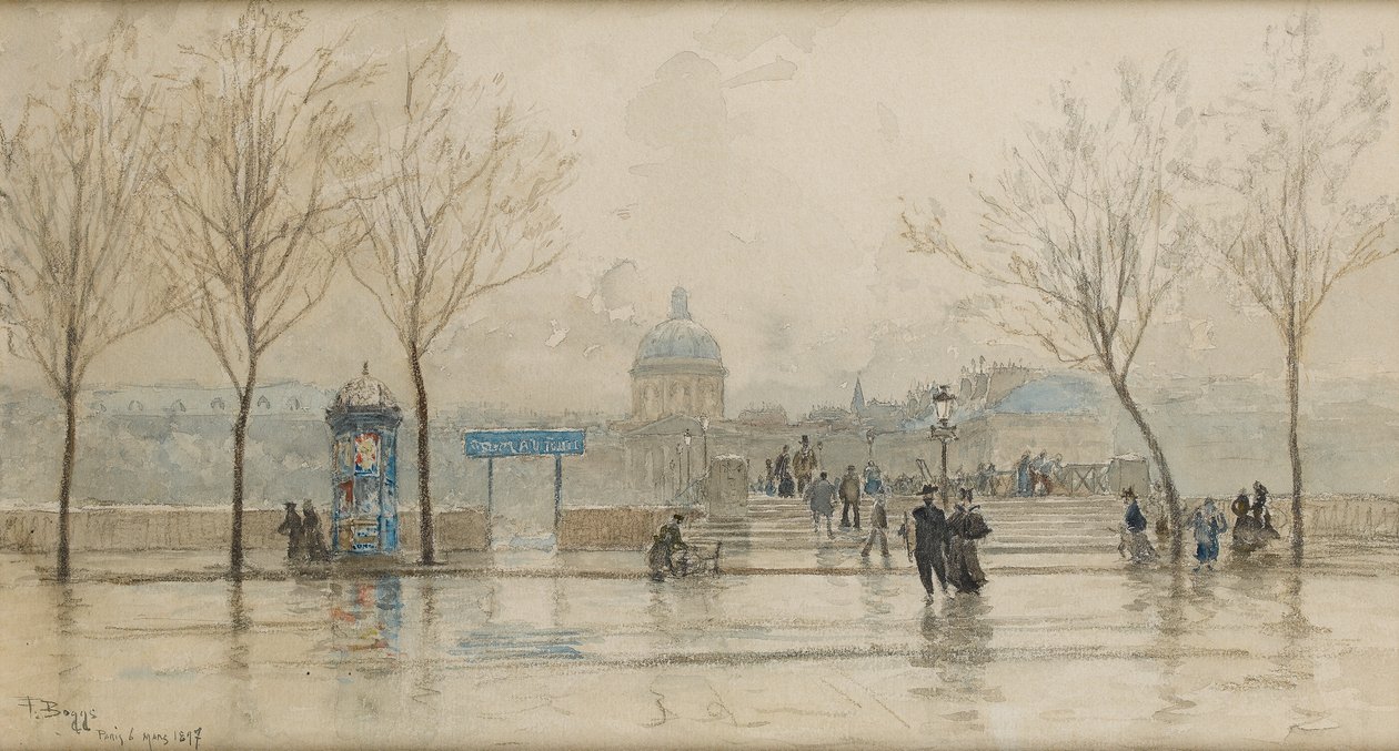 Pont des Arts, Paris, 6. marts 1897 (wc på papir) af Frank Myers Boggs