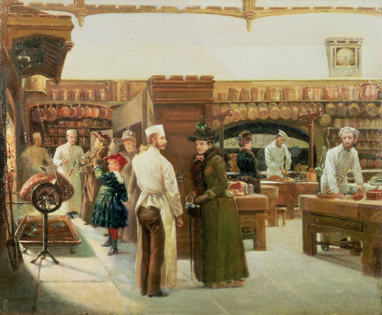 Studie af det indre af køkkenet på Windsor Castle med besøg af den kongelige familie, 1886 af Frank Watkins