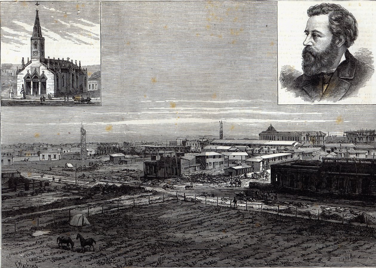 Den nye by La Plata, Buenos Ayres, hovedstaden i den argentinske republik, fra The Illustrated London News, 23. august 1884 af Frank Watkins