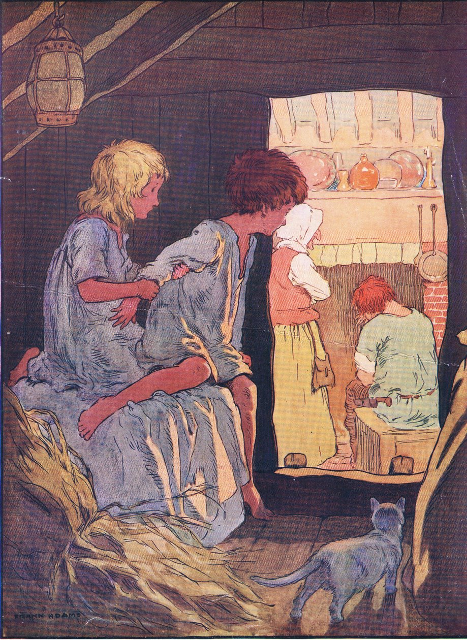 Børnene kunne ikke sove, fra Hansel and Gretel udgivet af Blackie & Son Limited, ca. 1940 af Frank Adams
