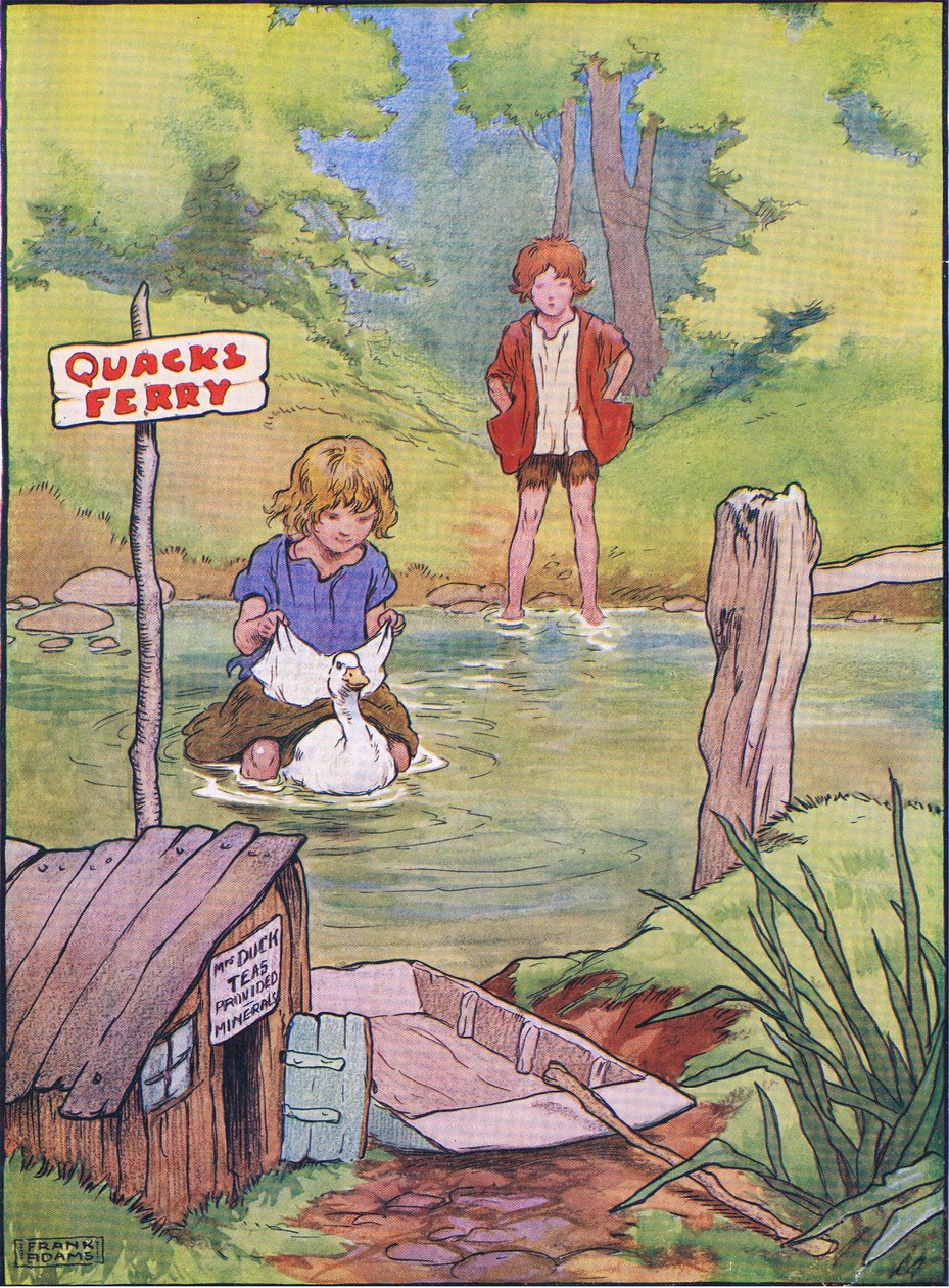 Anden overtog dem en ad gangen på hendes ryg, fra Hansel and Gretel udgivet af Blackie & Son Limited, ca. 1940 af Frank Adams