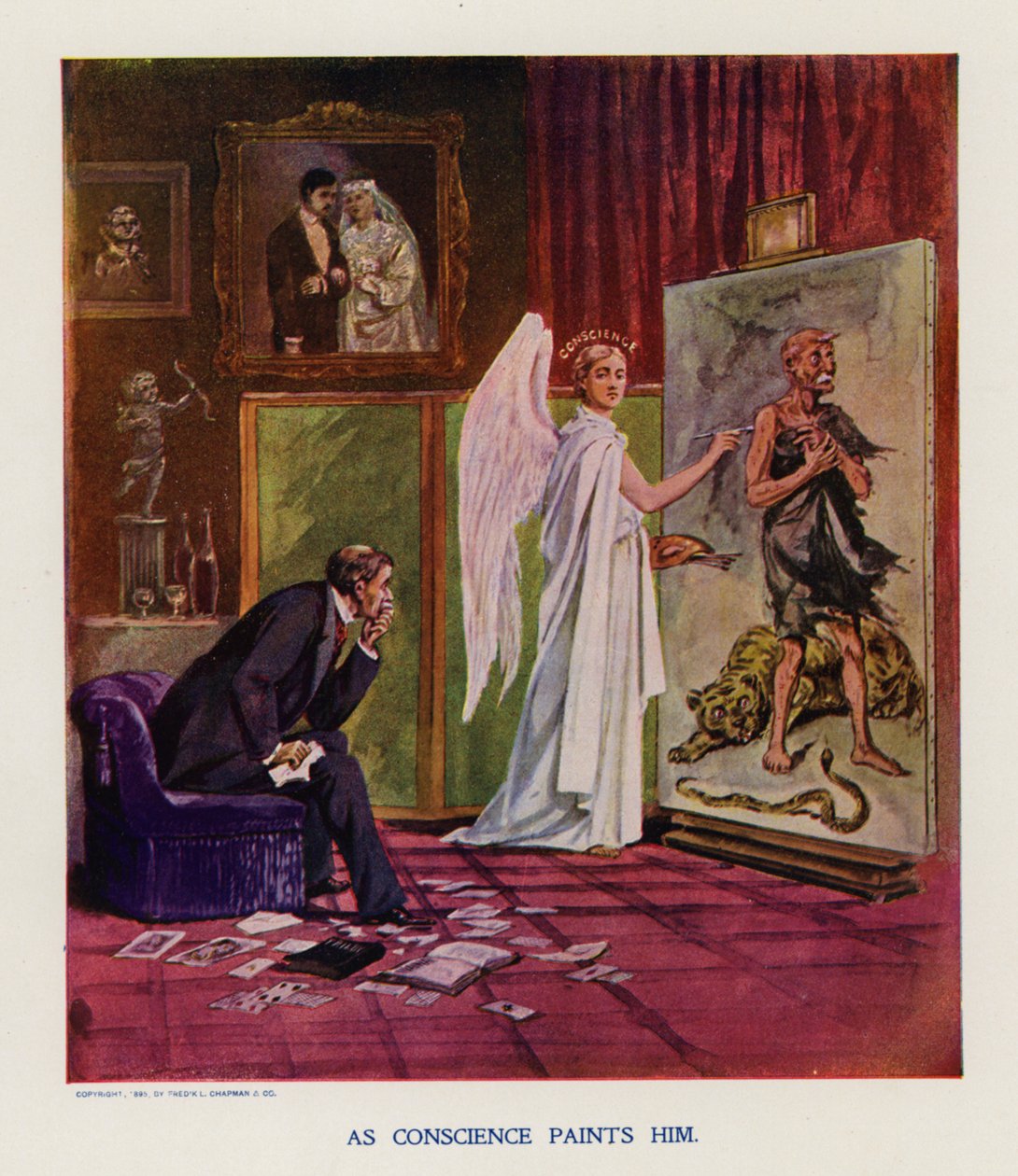 Som samvittigheden maler ham (farvelitografi) af Frank Beard