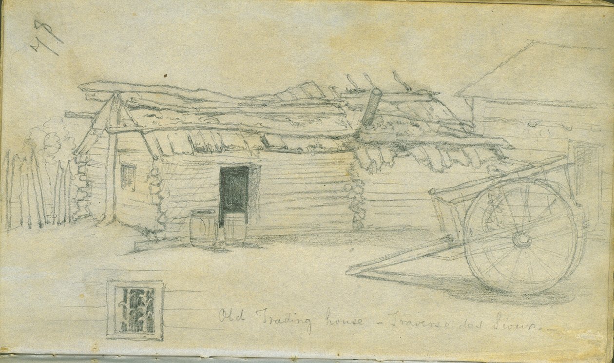 Gammelt handelshus, Traverse des Sioux, 1851 af Frank Blackwell Mayer