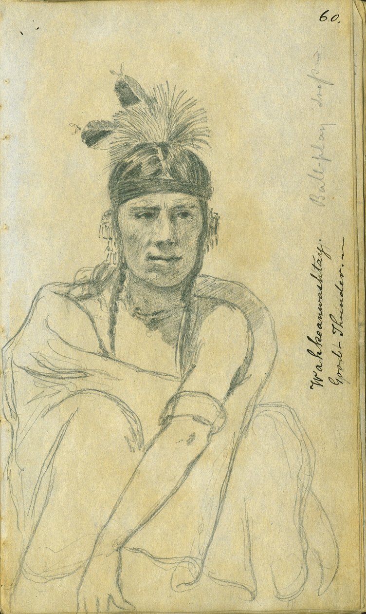 Portræt af Good Thunder i kostume af en boldspiller, 1851 af Frank Blackwell Mayer
