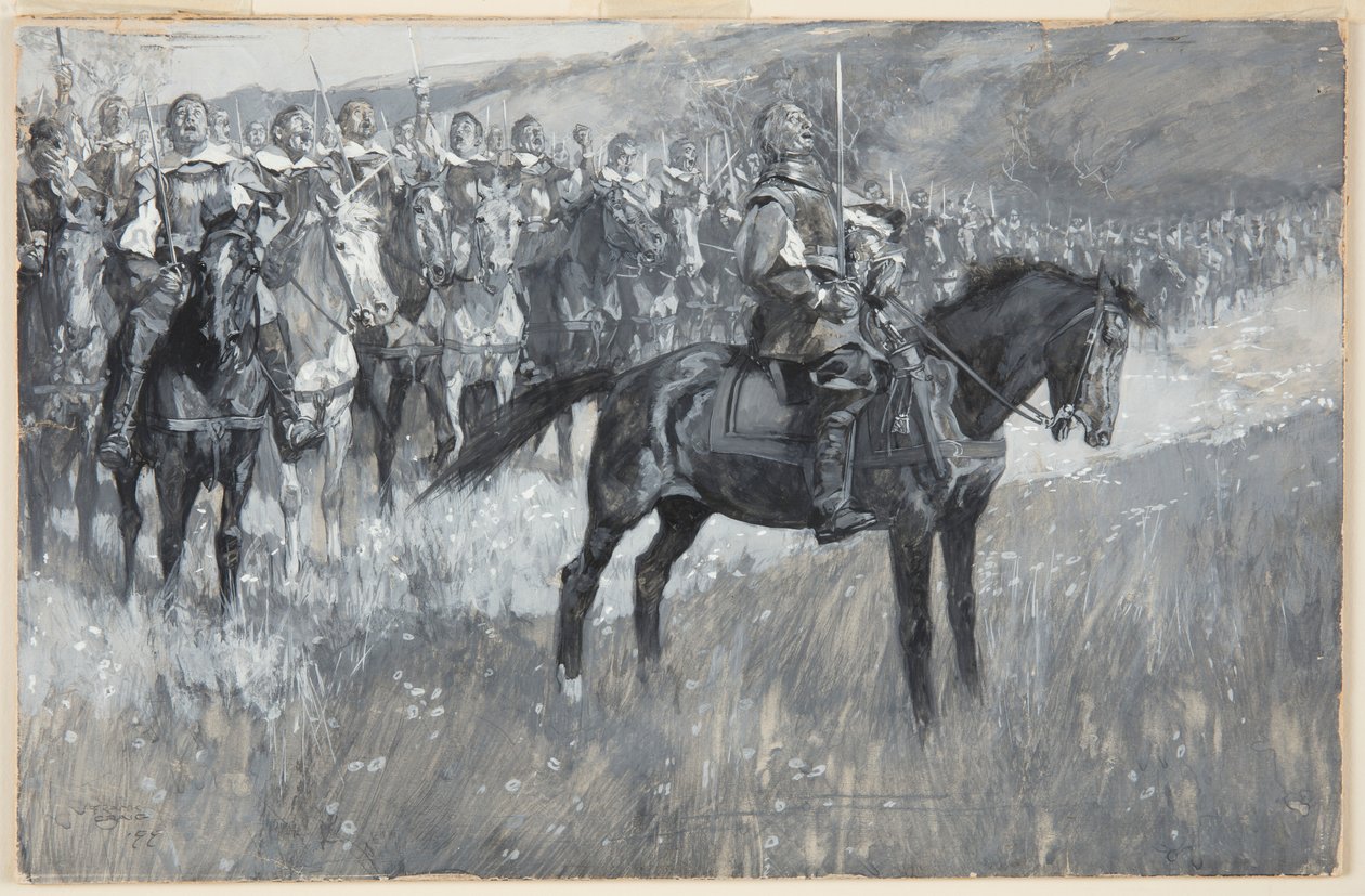 Cromwell og hans mænd synger den 117. salme i slaget ved Dunbar af Frank Craig