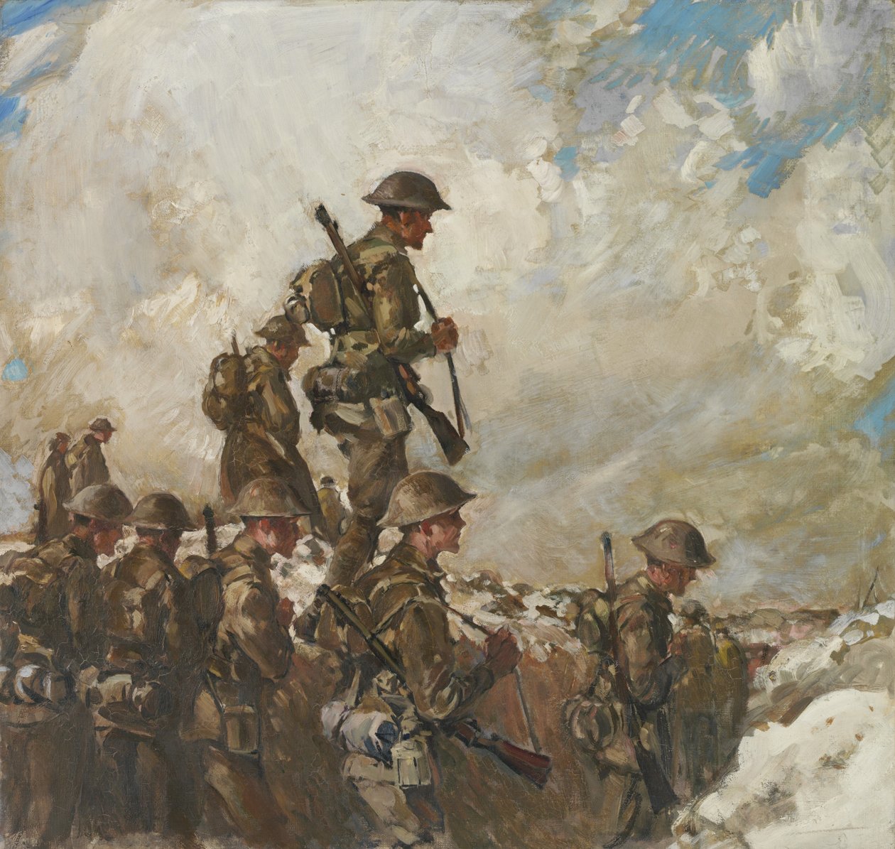 Gennem safterne til Pozieres, ca. 1918 (olie på lærred) af Frank Crozier