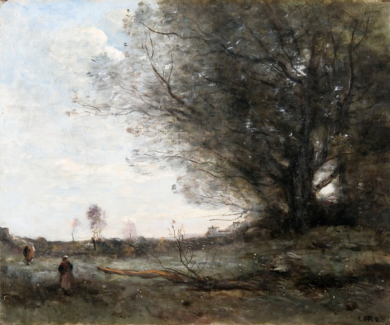 Et landskab i Surrey (olie på lærred) af Frank Dicksee