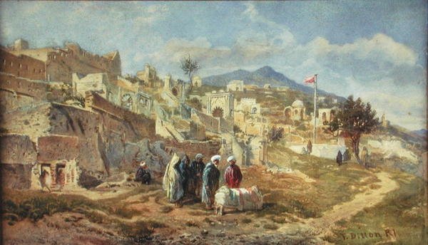 En arabisk kirkegård, 24. oktober 1882 (akvarel og blyant på papir) af Frank Dillon