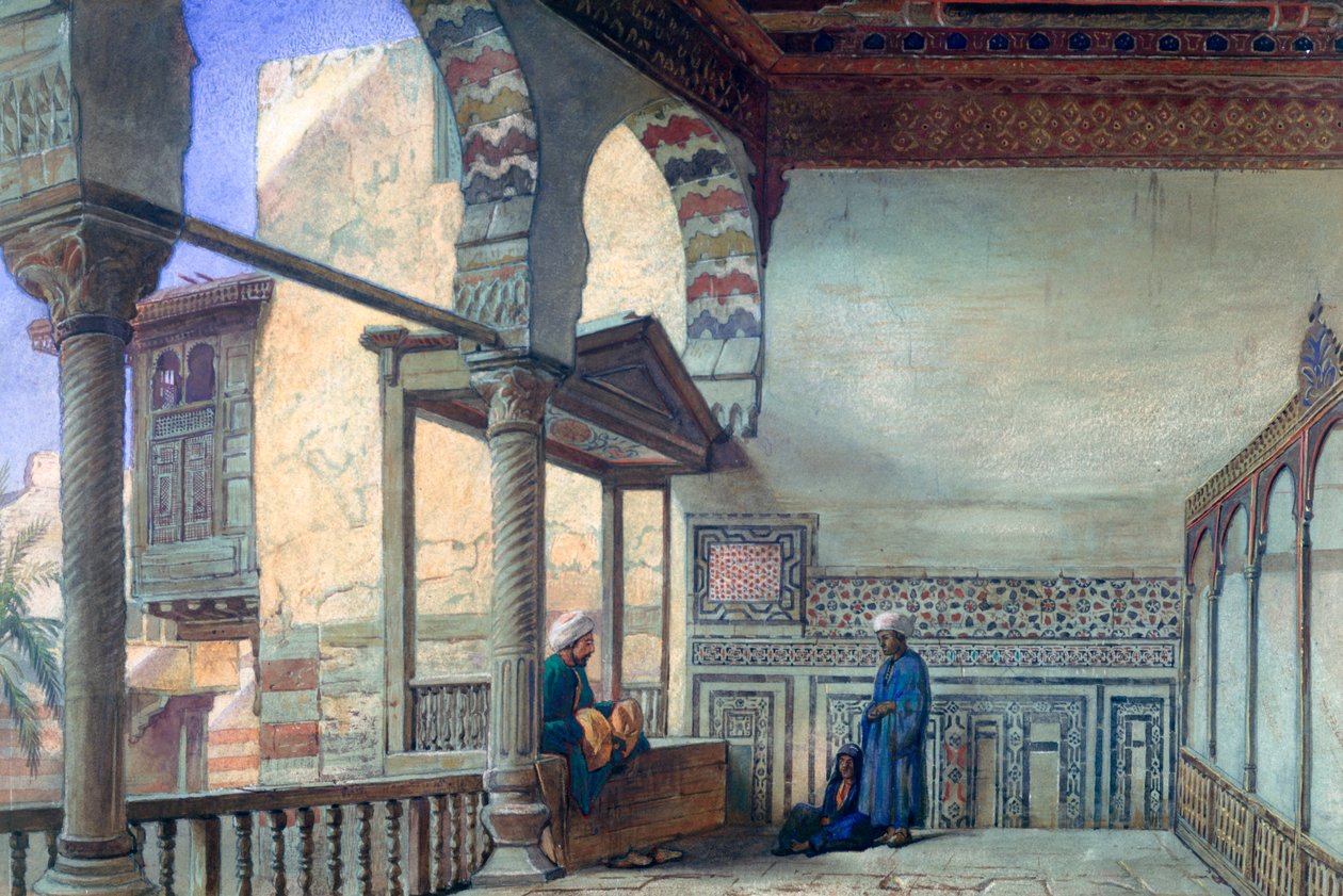 Loggia, sommerreception, Memlook Radnau Beys House, Cairo, 1870 af Frank Dillon
