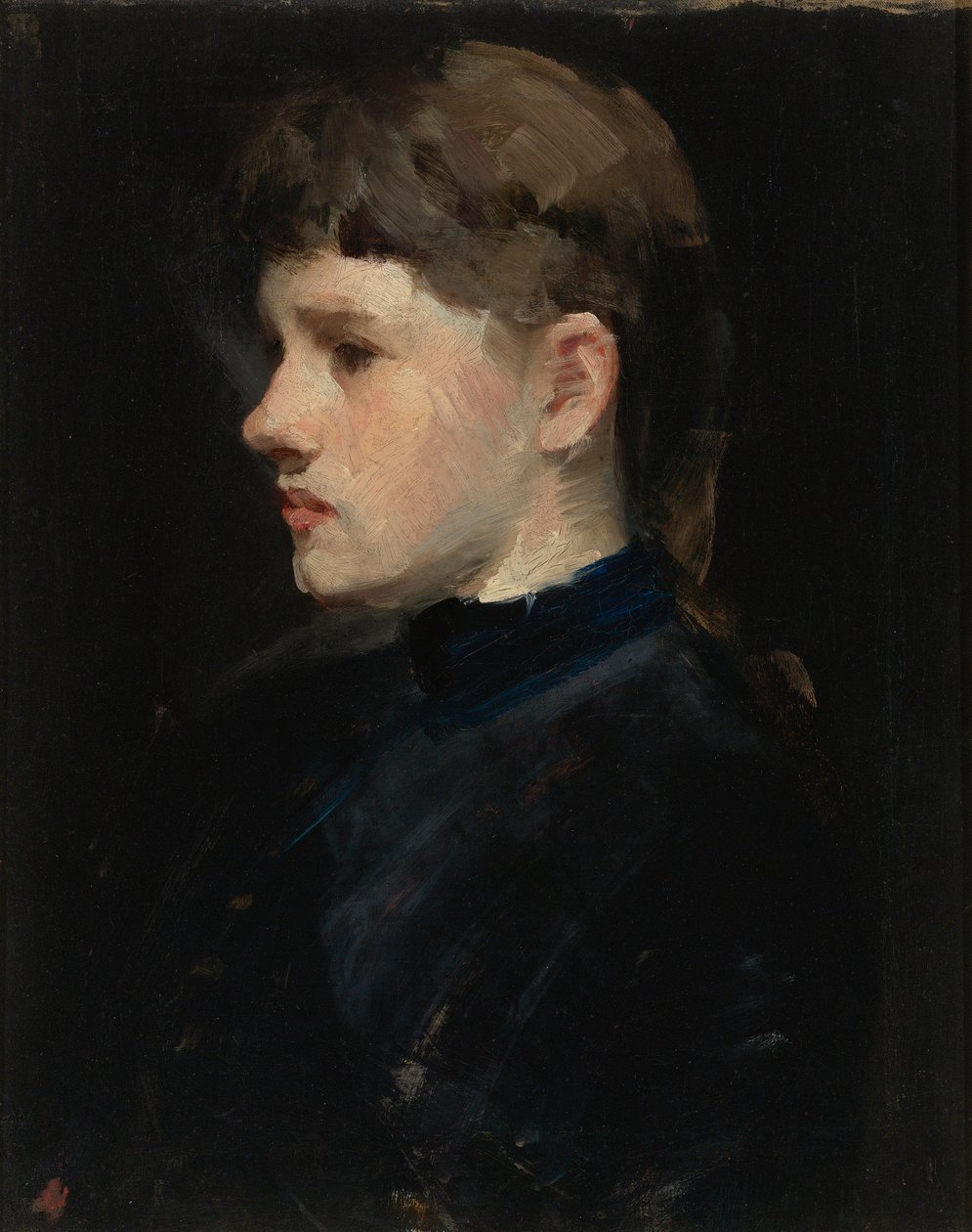 Portræt af en dame (hoved af en pige) af Frank Duveneck