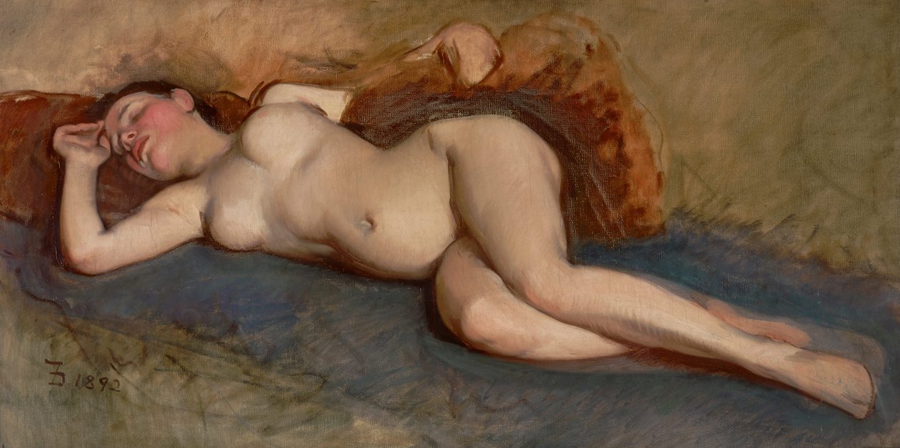 Liggende nøgen af Frank Duveneck