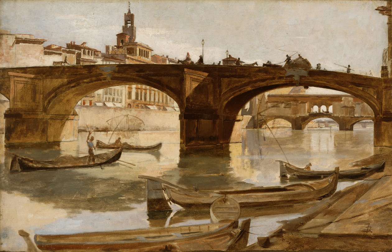 Broerne: Florence, ca. 1880 (olie på lærred monteret på lamineret pap) af Frank Duveneck