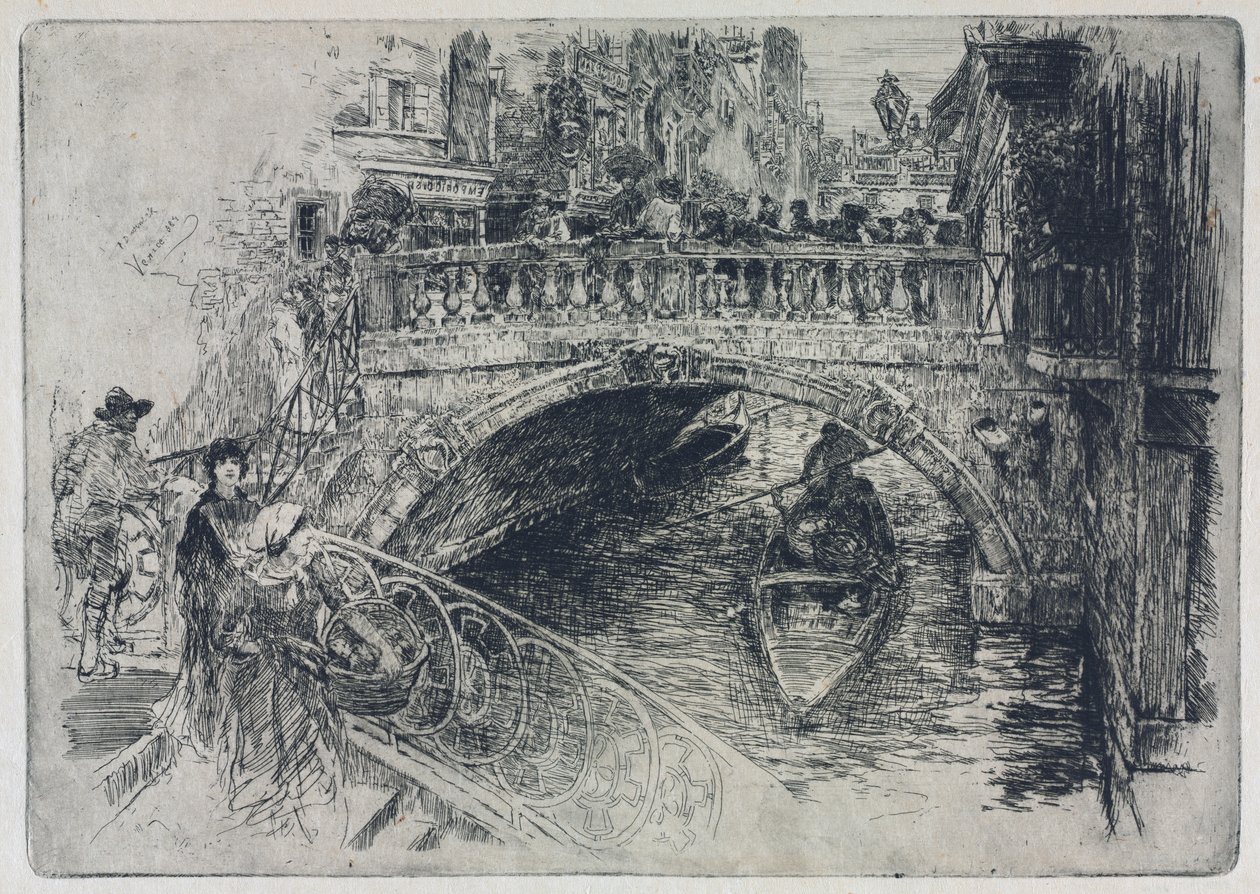 Den venetianske bro, 1884. af Frank Duveneck