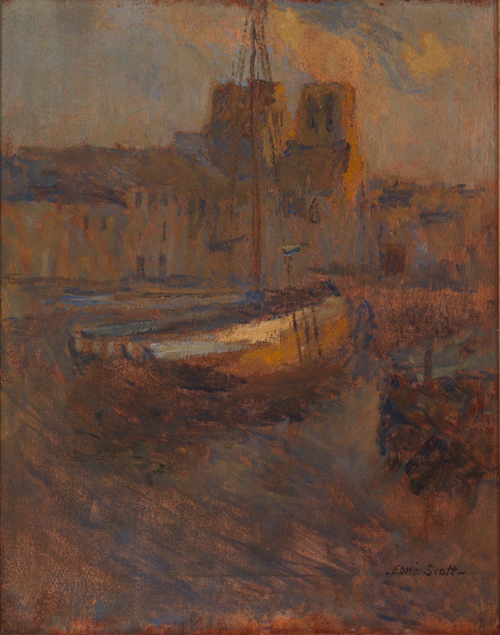 Skibe ved Anker, Cherbourg nr. II, n.d. af Frank Edwin Scott