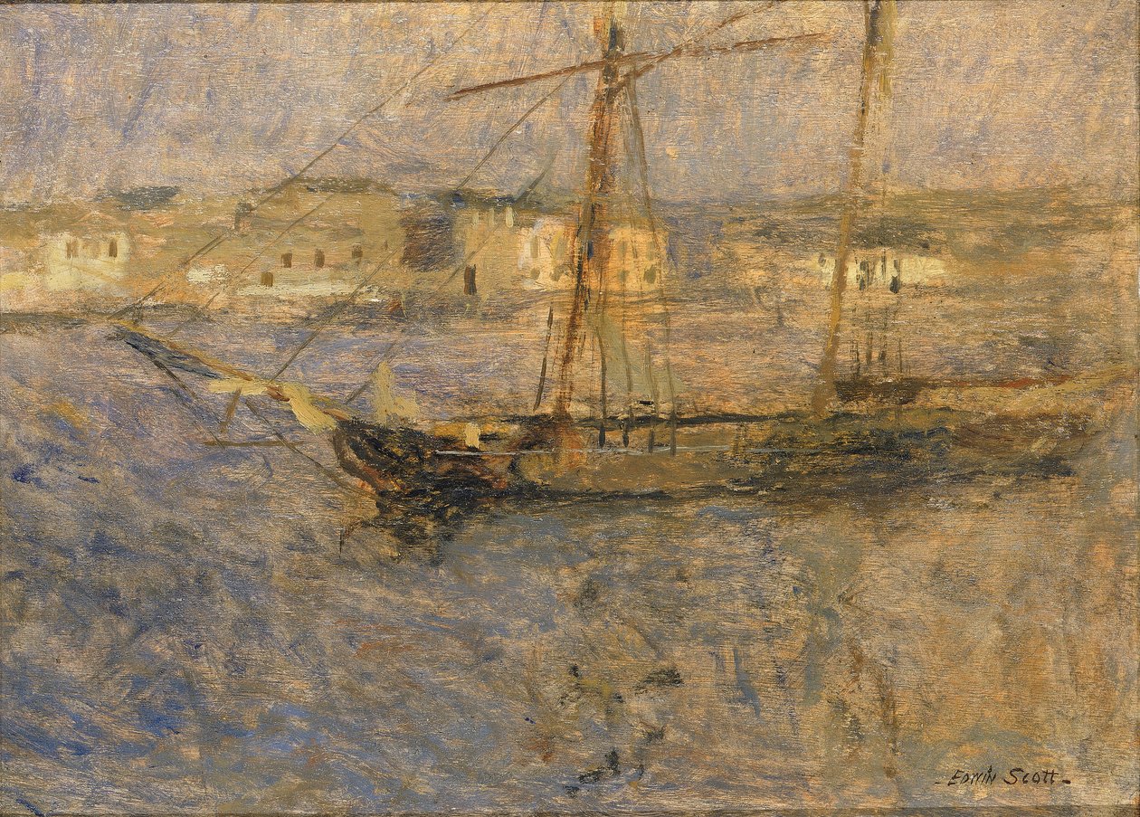 Skibe ved Anker, Cherbourg nr. I, n.d. af Frank Edwin Scott