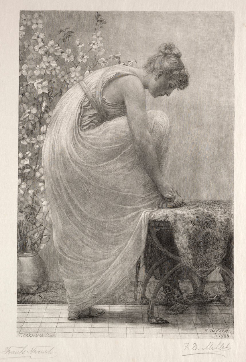Lacing the Sandal, 1886. af Frank French