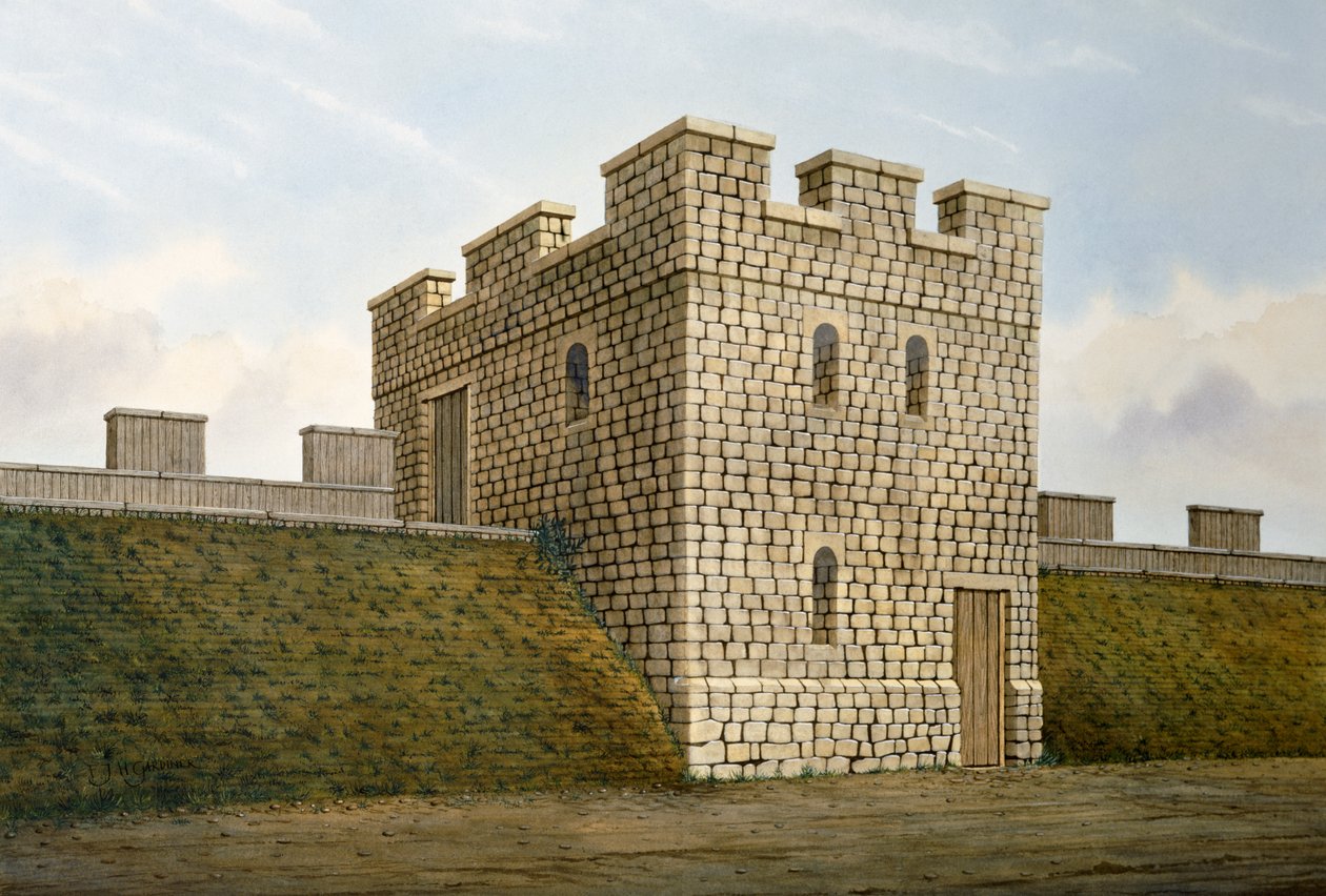 Hadrians mur: Banks East Turret, c2. århundrede, c1990-2010 af Frank Gardiner