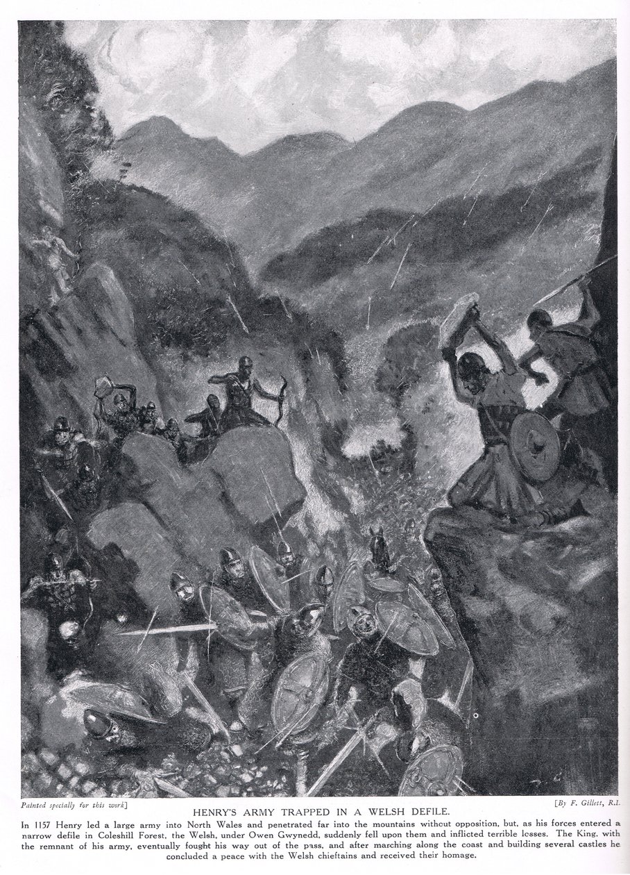 Henrys hær fanget i en walisisk slugte, 1920