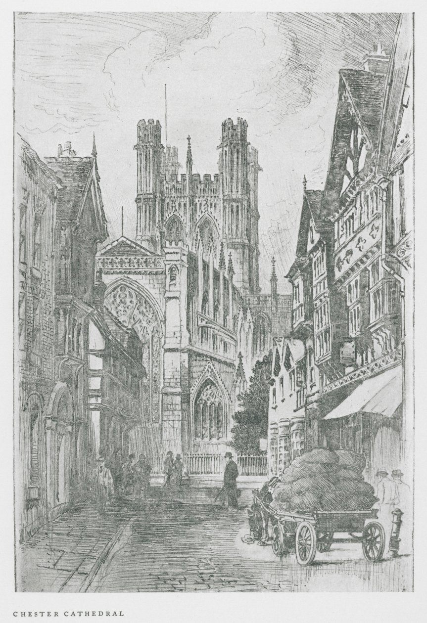 Chester katedral (litografi) af Frank Greenwood