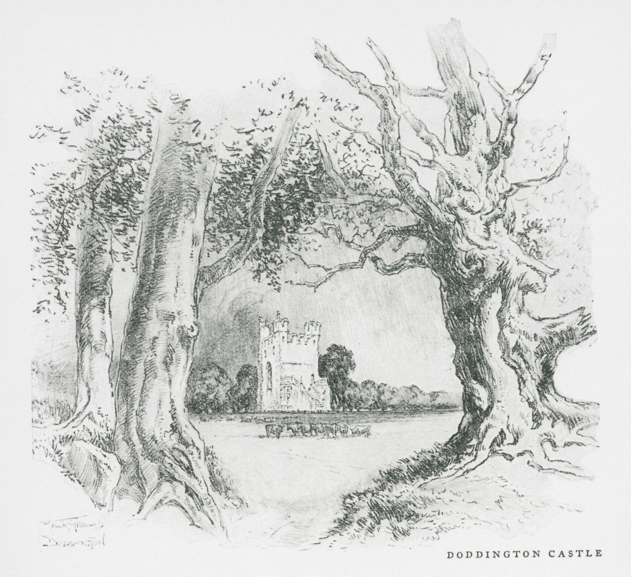 Doddington Castle (litografi) af Frank Greenwood