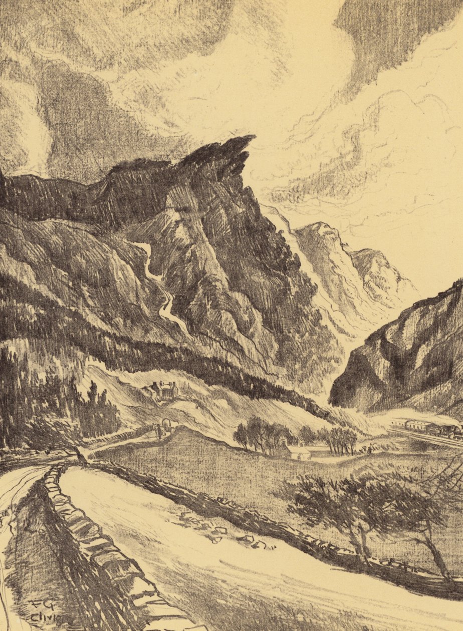 Kløften ved Cliviger (litografi) af Frank Greenwood