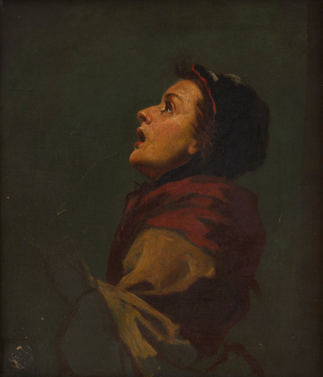 Studie af en kvinde, der kigger mod himlen (olie på lærred) af Frank Holl